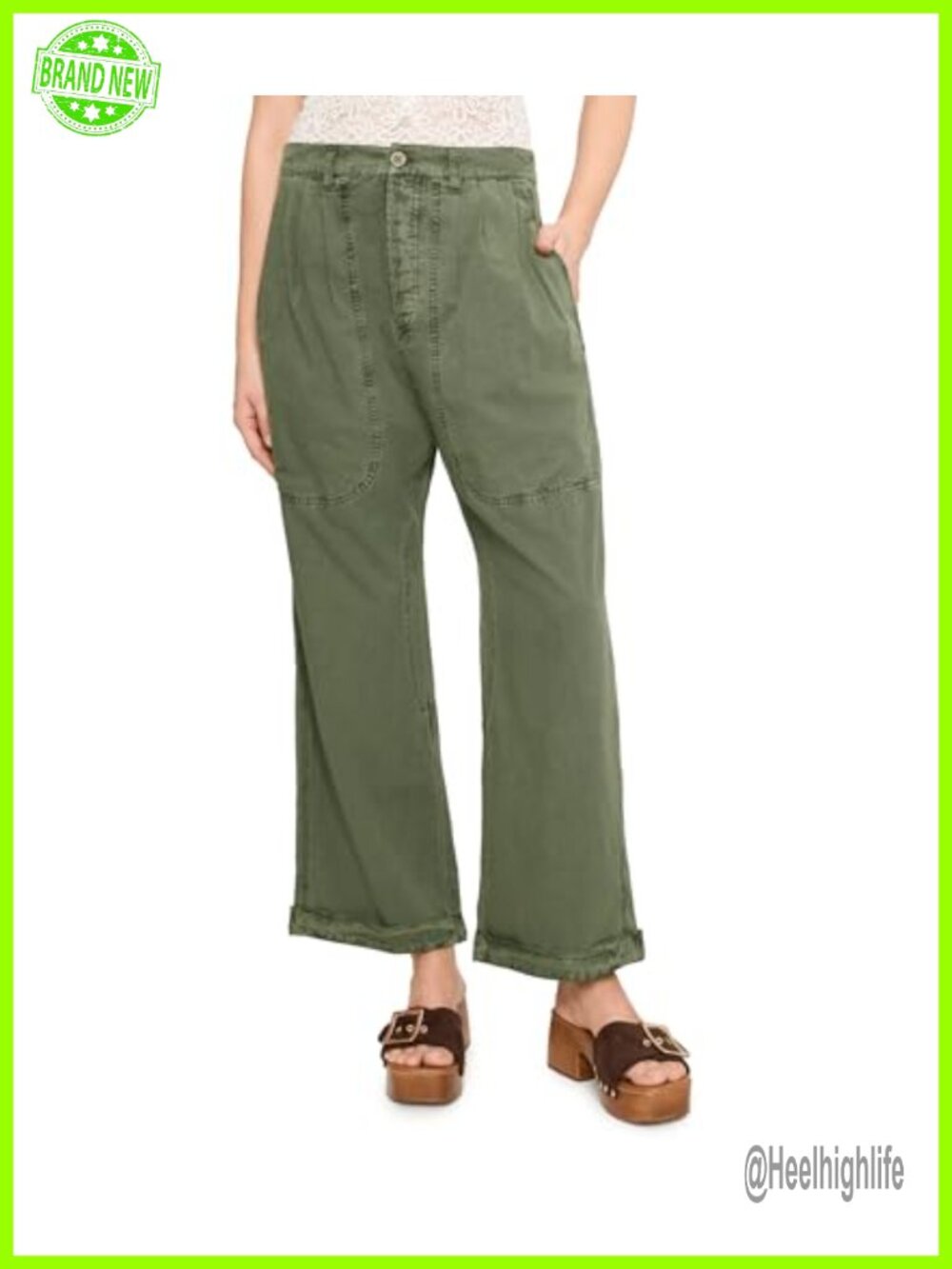 Free People Clover Dropped Trousers Cotton Poplin Pleated Harem Pants